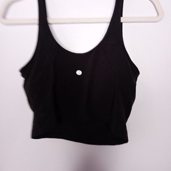 Lululemon black cropped top with build in bra size 10 - Picture 3 of 5